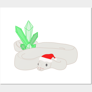 Christmas Snake Blue Eyed Leucistic Ball Python Holiday Noodle Posters and Art